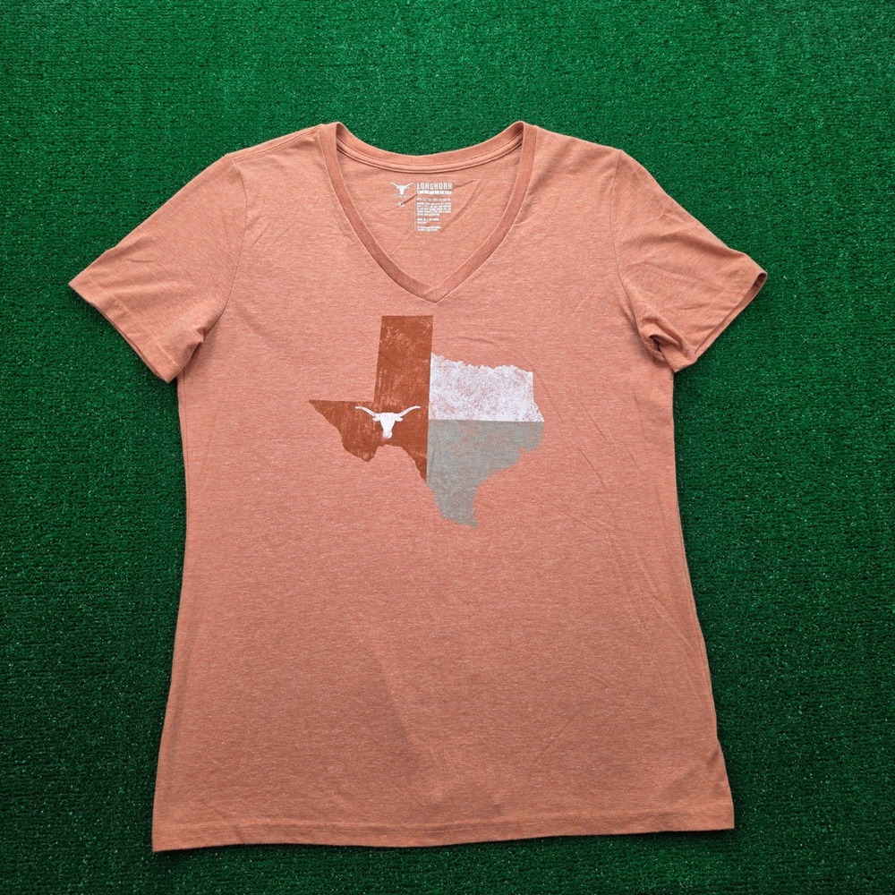 Longhorn Apparel University of Texas V-Neck Graphic Tshirt Womens XL Orange